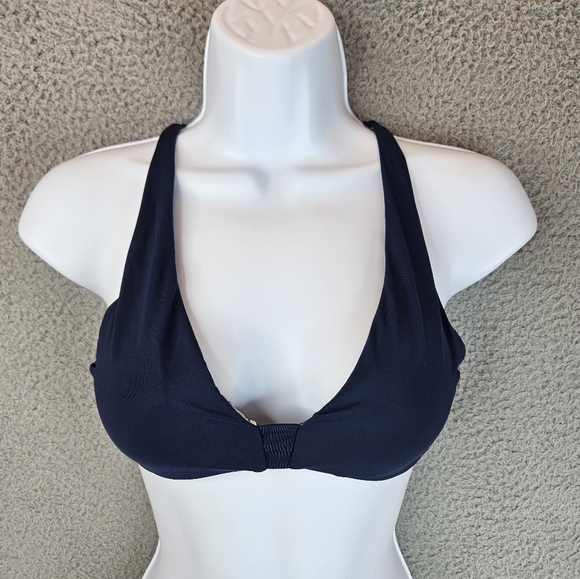 Maaji Womens Swim Suit Bikini Top Sz S Reversible Blue One Side Trees Beachy - Picture 7 of 11
